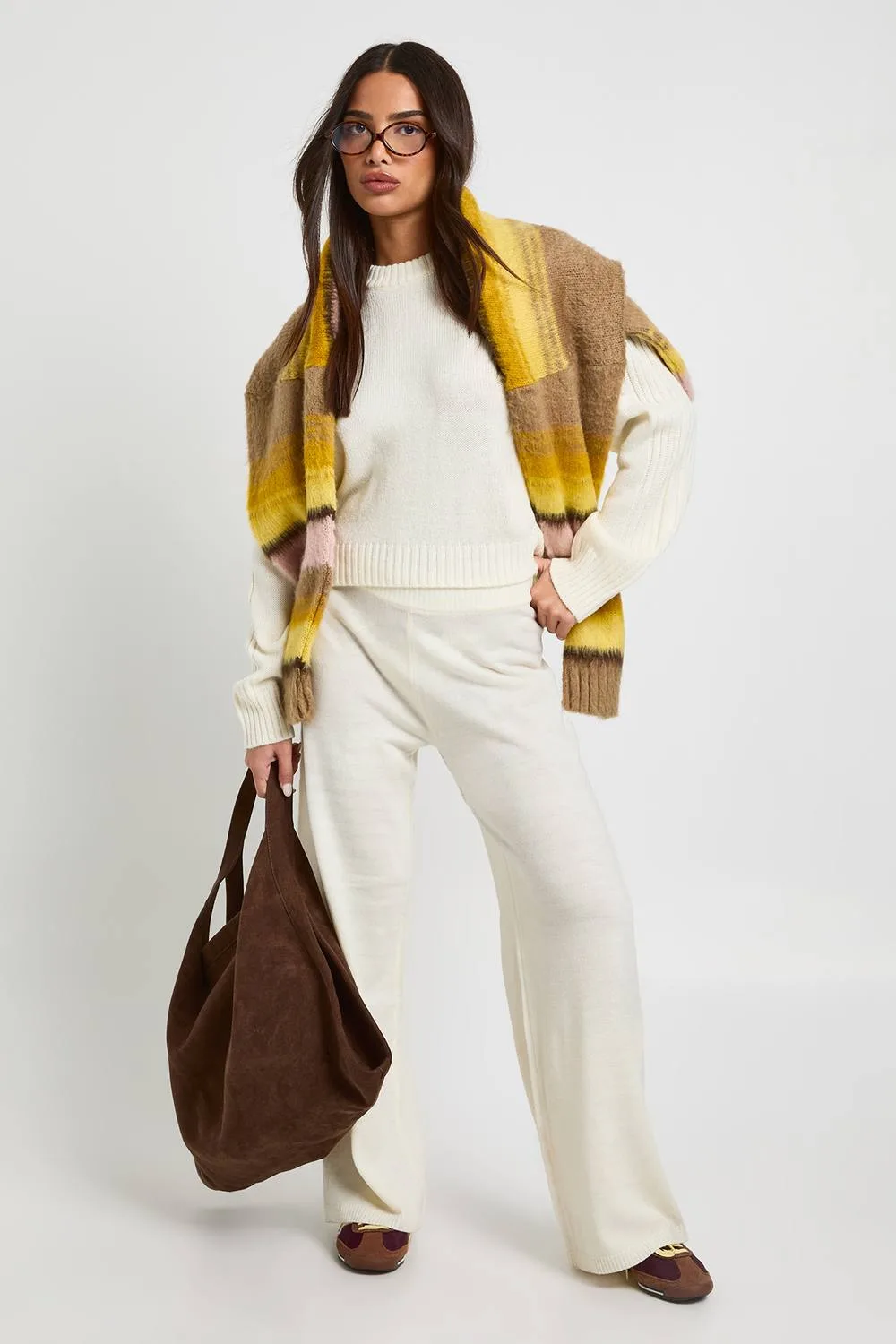 Crew Neck Jumper & Wide Leg Trouser - Glass by boohoo