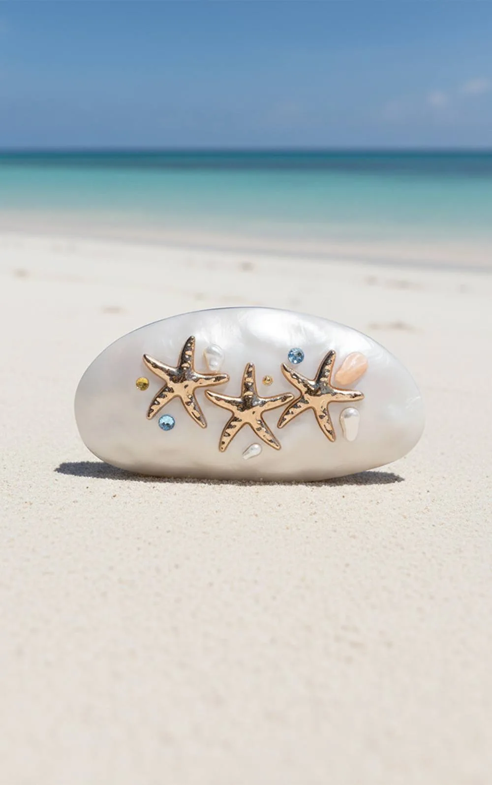 Marble Starfish Embellished Hard Clutch by PrettyLittleThing