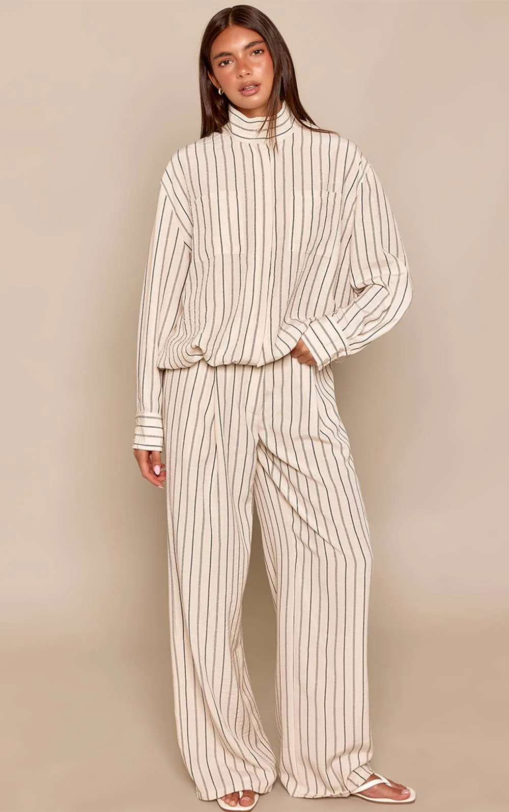 Stripe Wide Leg Trouser Co-Ord by PrettyLittleThing