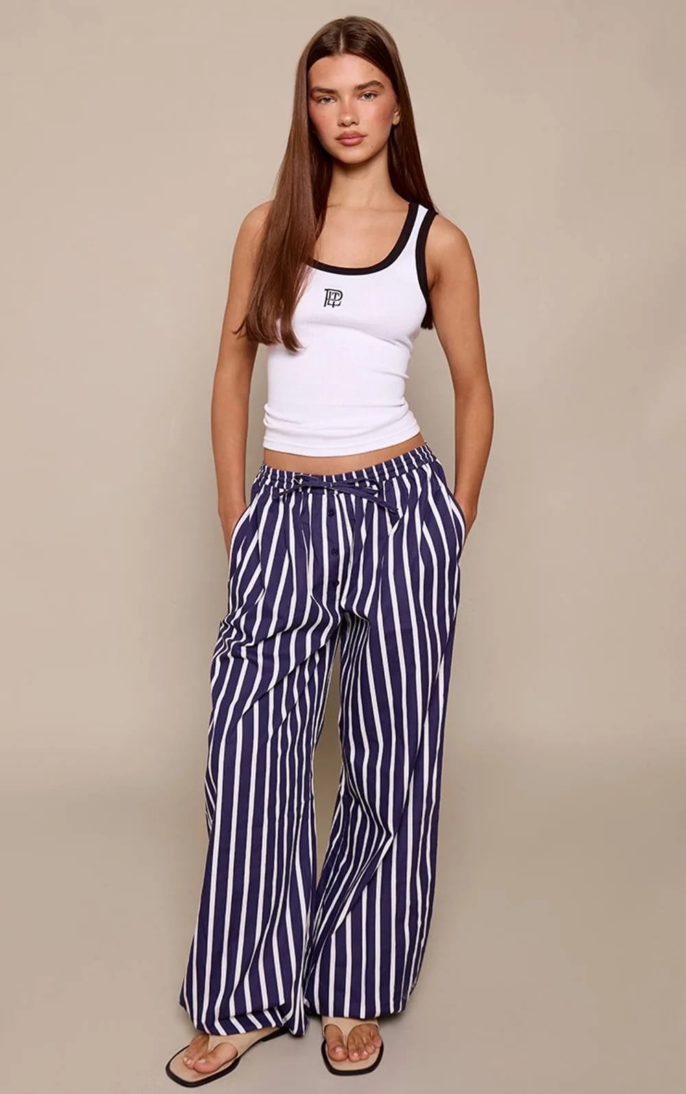 Striped Cotton Boxer Detail Balloon Trousers by PrettyLittleThing