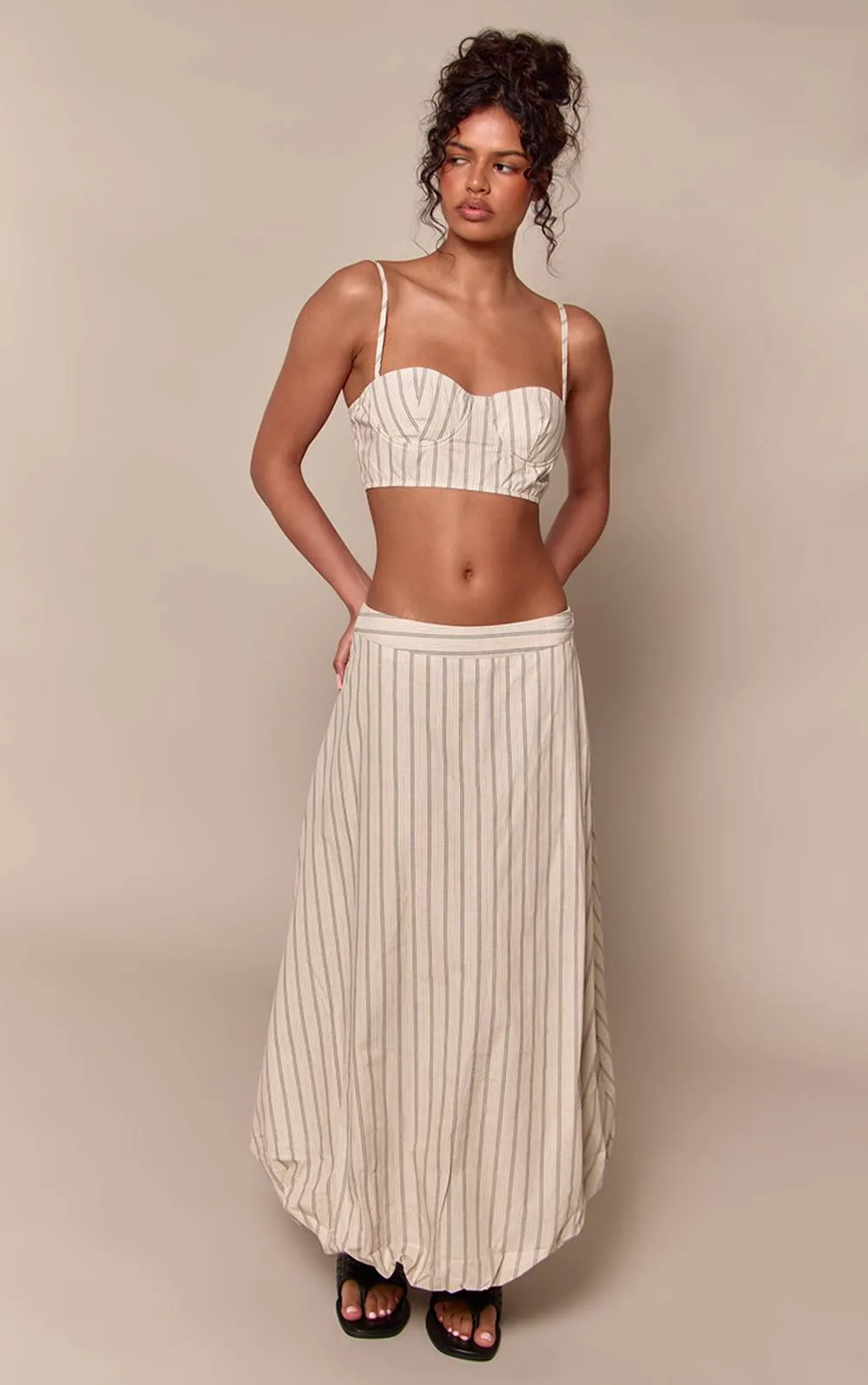 Pinstripe Midaxi Skirt Co-Ord by PrettyLittleThing