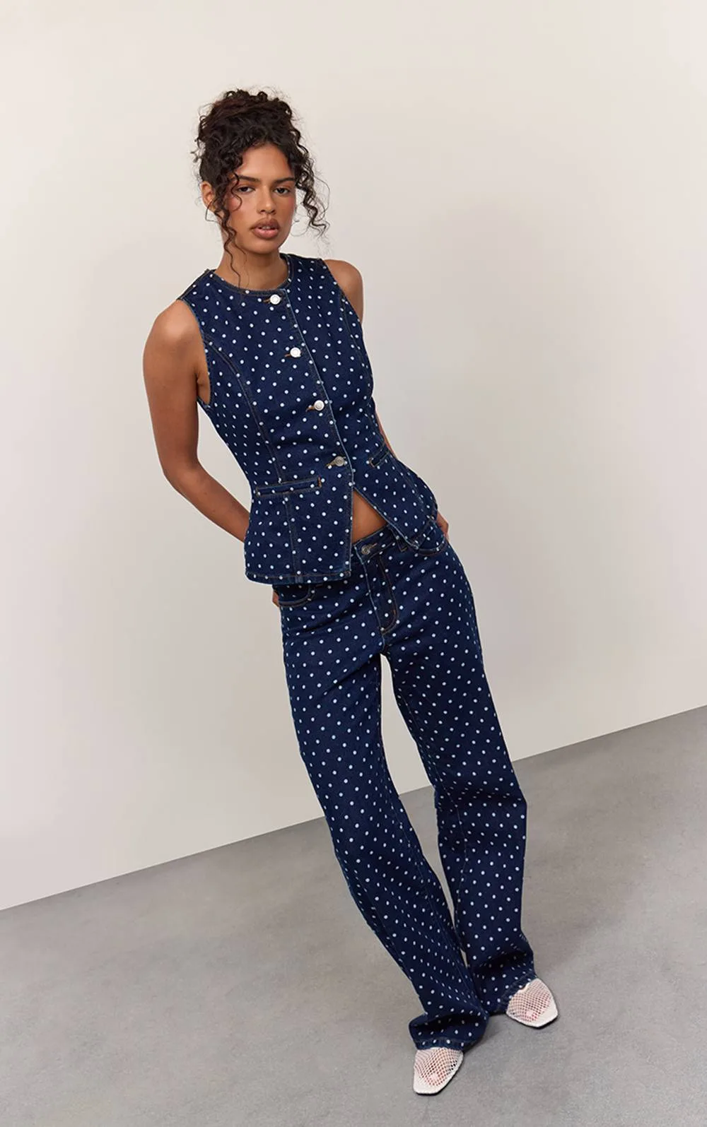 Polka Dot Straight Leg Jeans by PrettyLittleThing