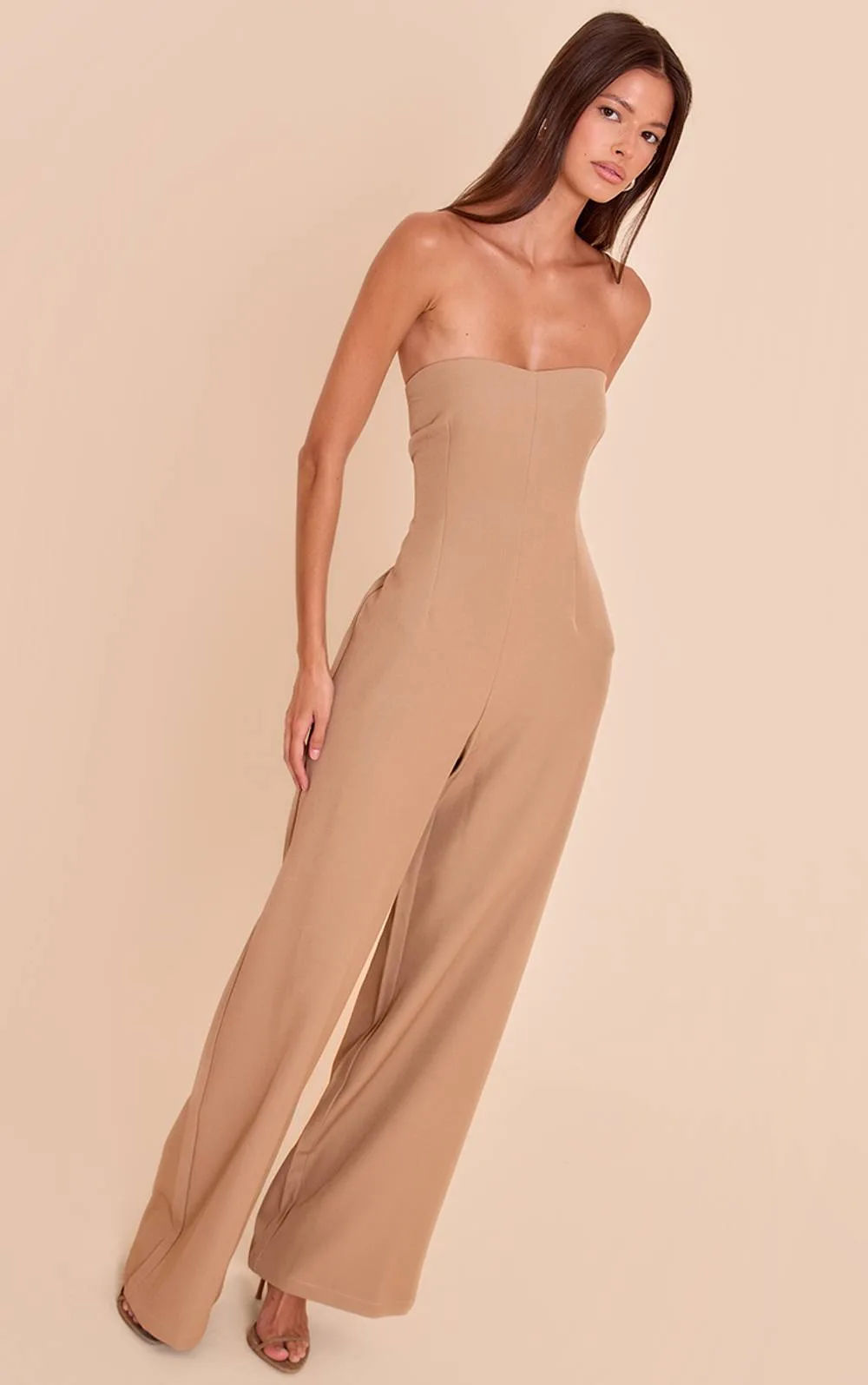 Woven Sweetheart Neck Wide Leg Jumpsuit by PrettyLittleThing