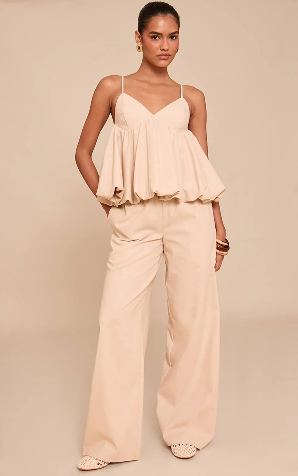 Wide Leg Drawstring Trousers Co-Ord