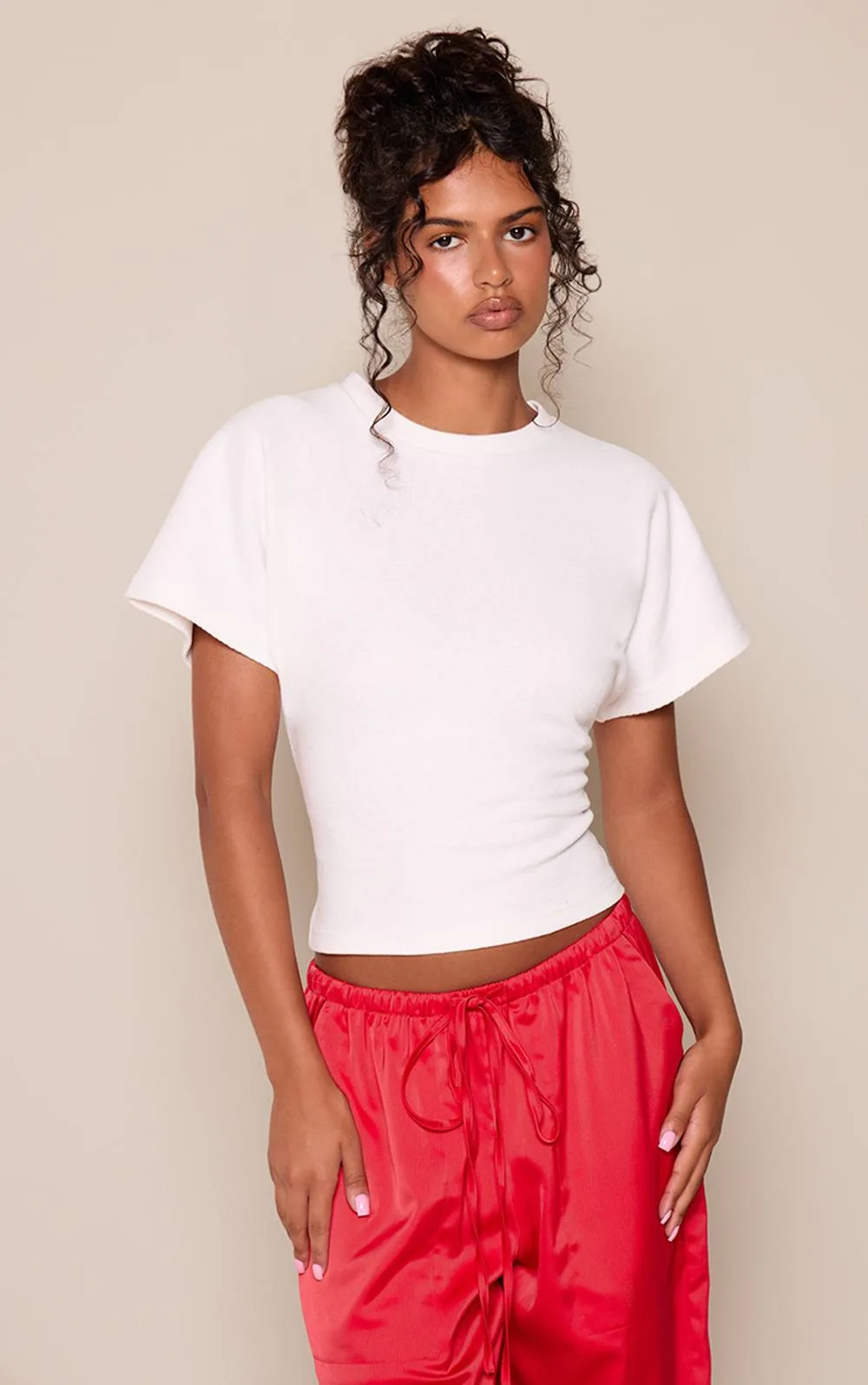 Heavy Rib Cinched Waist T-Shirt by PrettyLittleThing