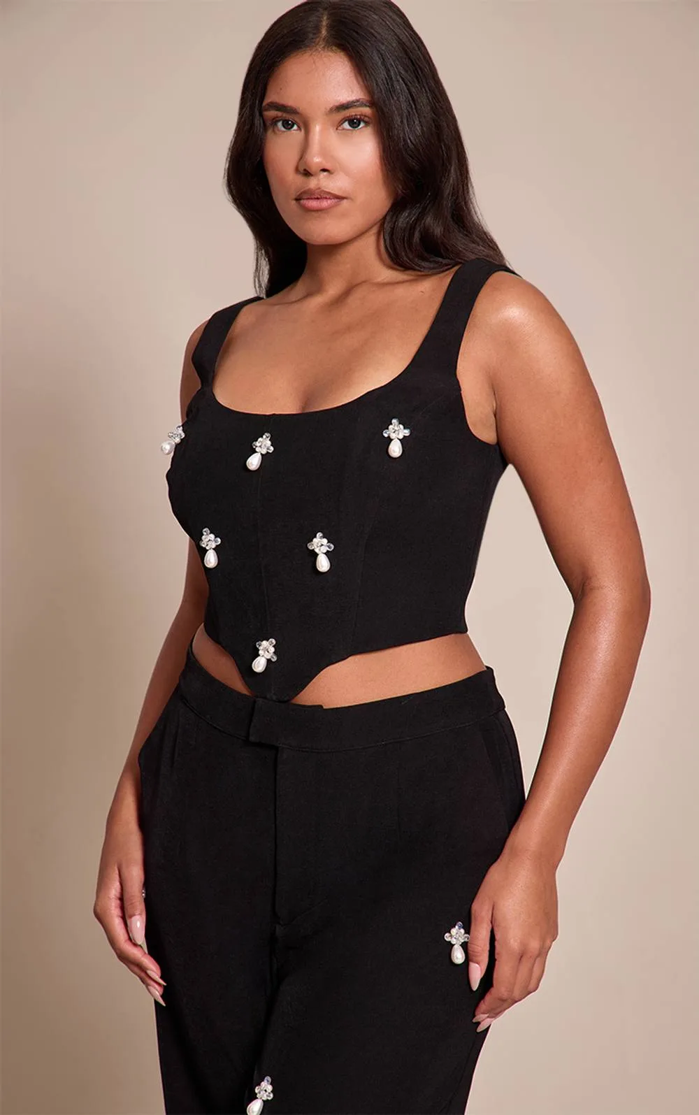 Shape Embellished Corset Top Co-Ord by PrettyLittleThing