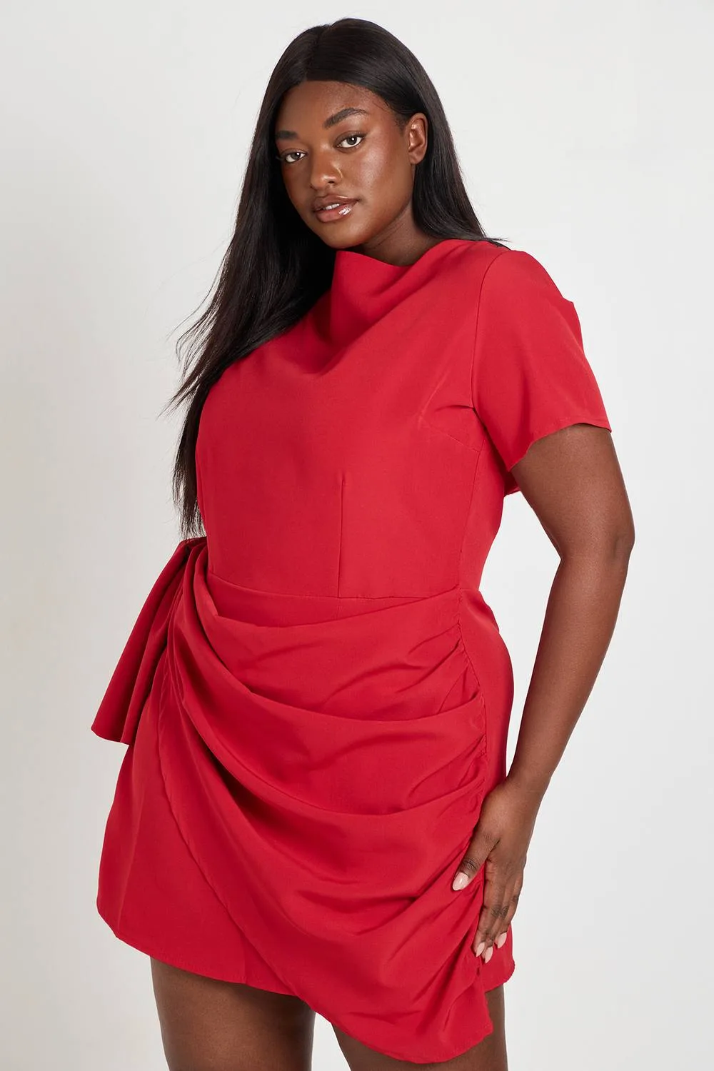 Tailored Drape Front Mini Dress by boohoo