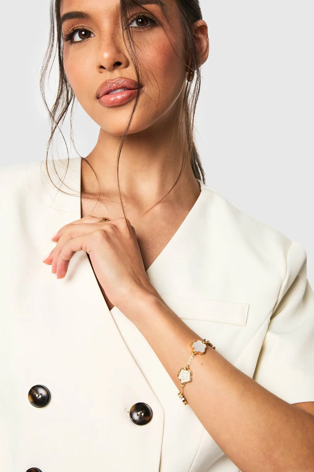 Enamel Embellished Flower Detail Bracelet by boohoo