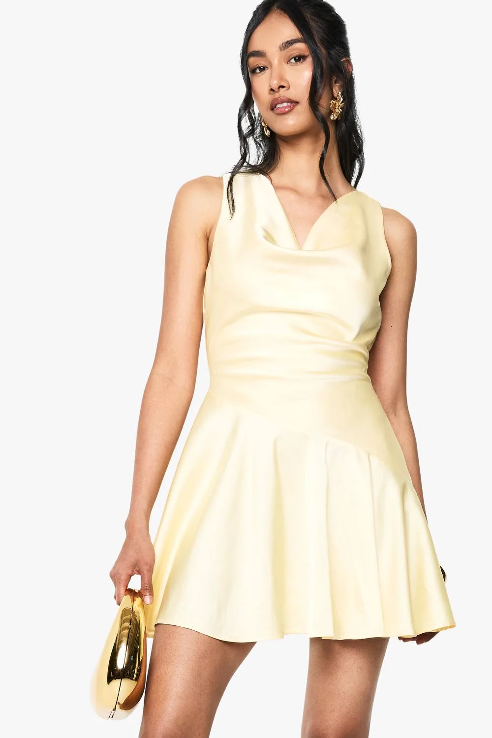 Satin Dropped Waist Mini Dress by boohoo