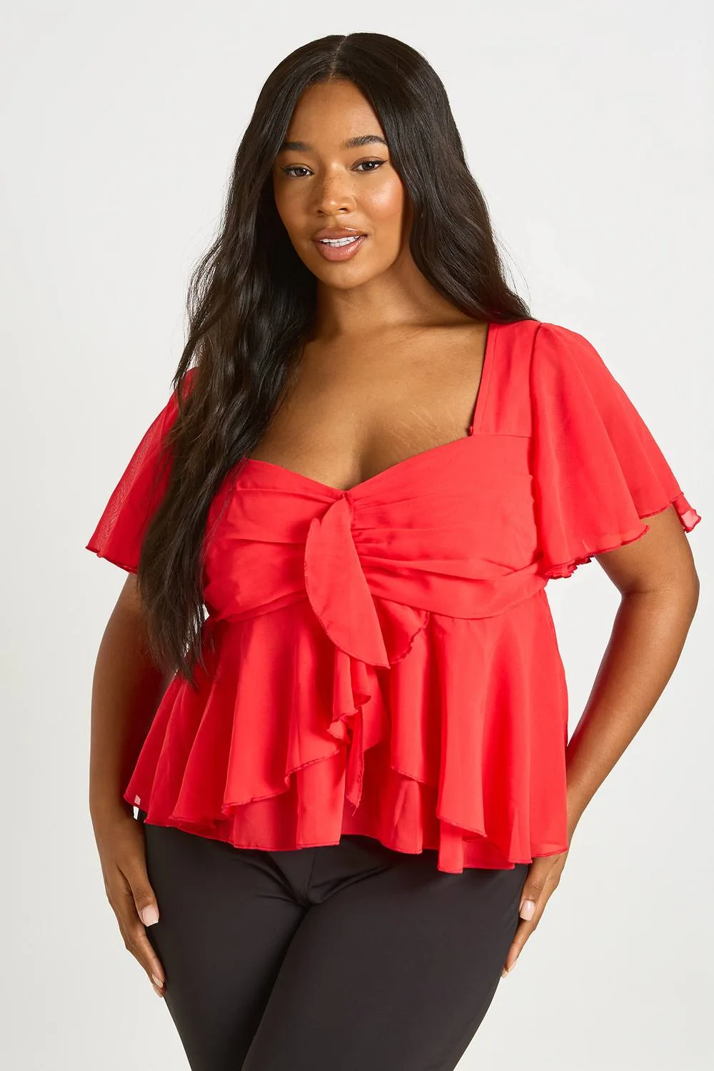 Angel Sleeve Ruffle Top by boohoo