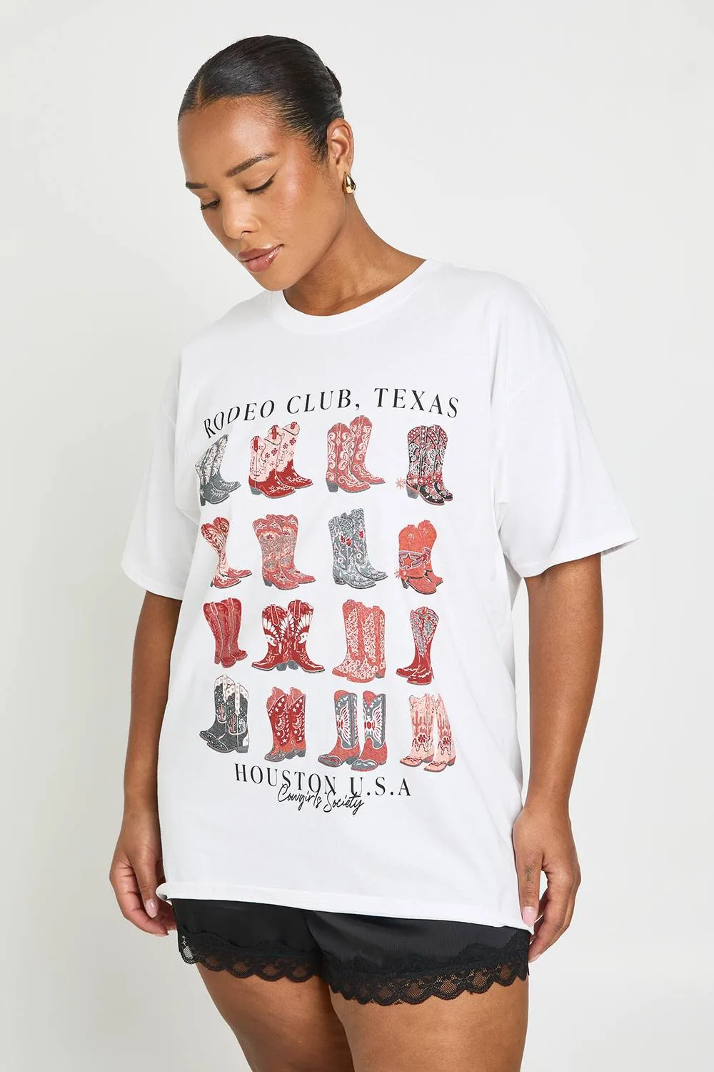Cowboy Boots Printed T-Shirt by boohoo