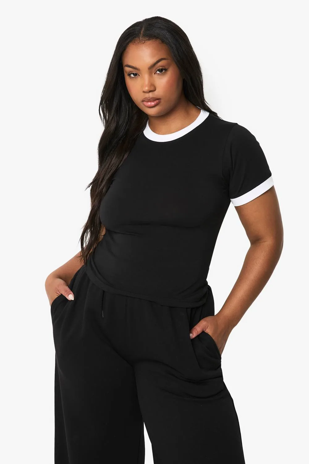 Fitted Ringer Edge T-Shirt by boohoo
