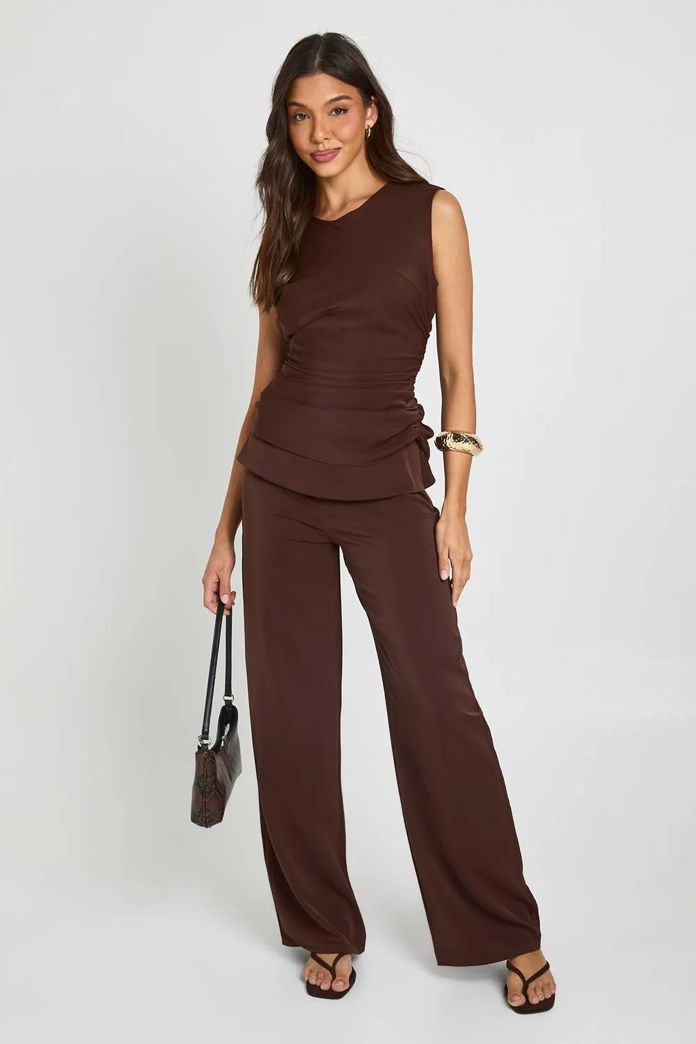 Racer Ruched Top & Foldover Waist Trouser Co-Ord
