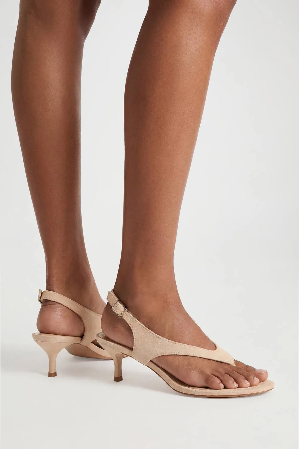Faux Suede Toe Post Slingback Kitten Heels by boohoo