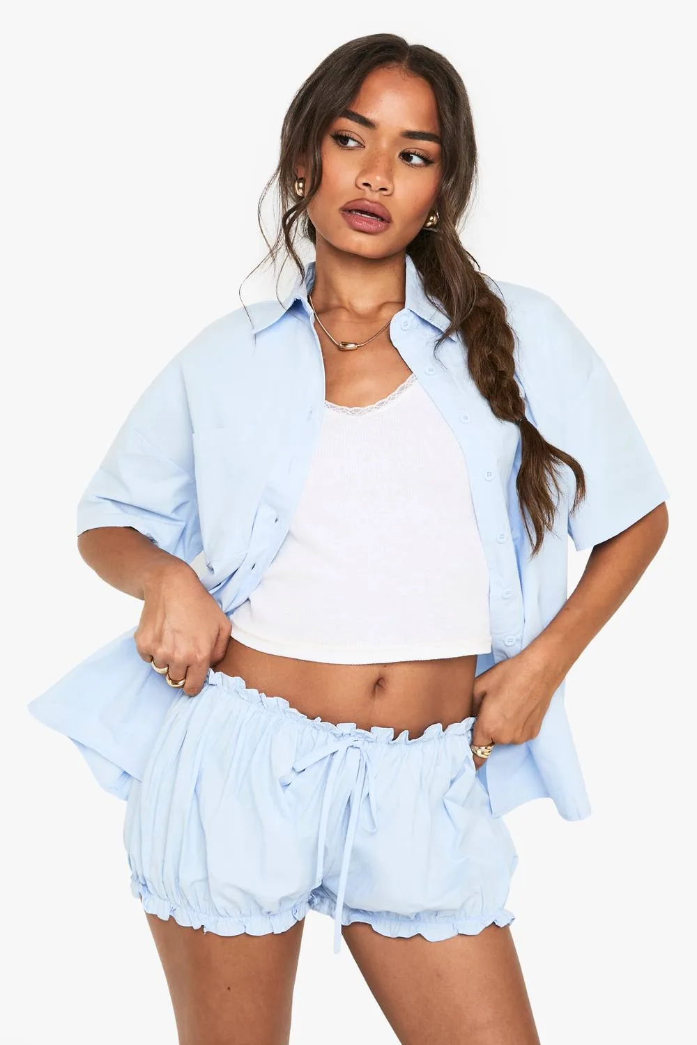 Drawstring Waist Puffball Shorts by boohoo