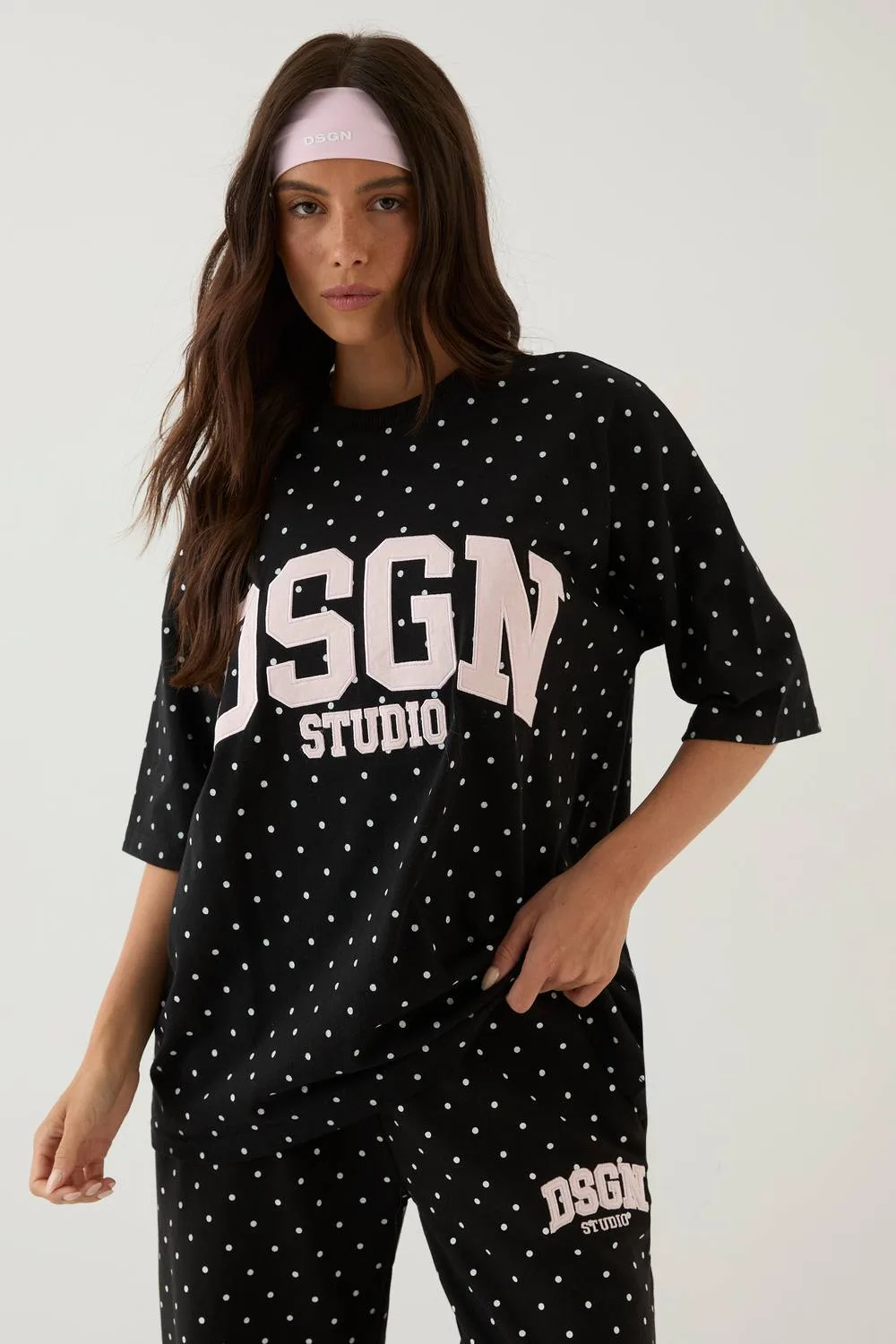 Polka Dot Applique Oversized T-Shirt by DSGN Studio