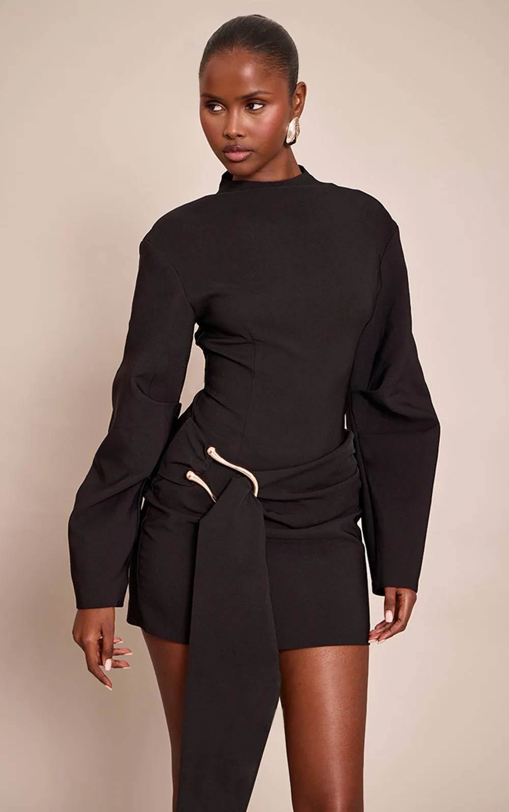 Cacoon Sleeve Trim Detail Mini Dress
