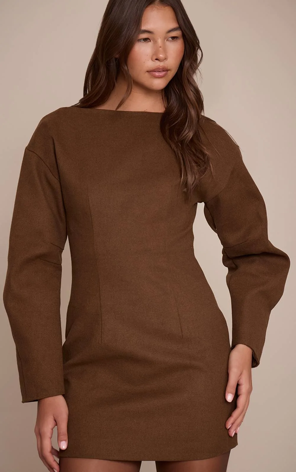 Boat Neck Cocoon Sleeve Bodycon Dress