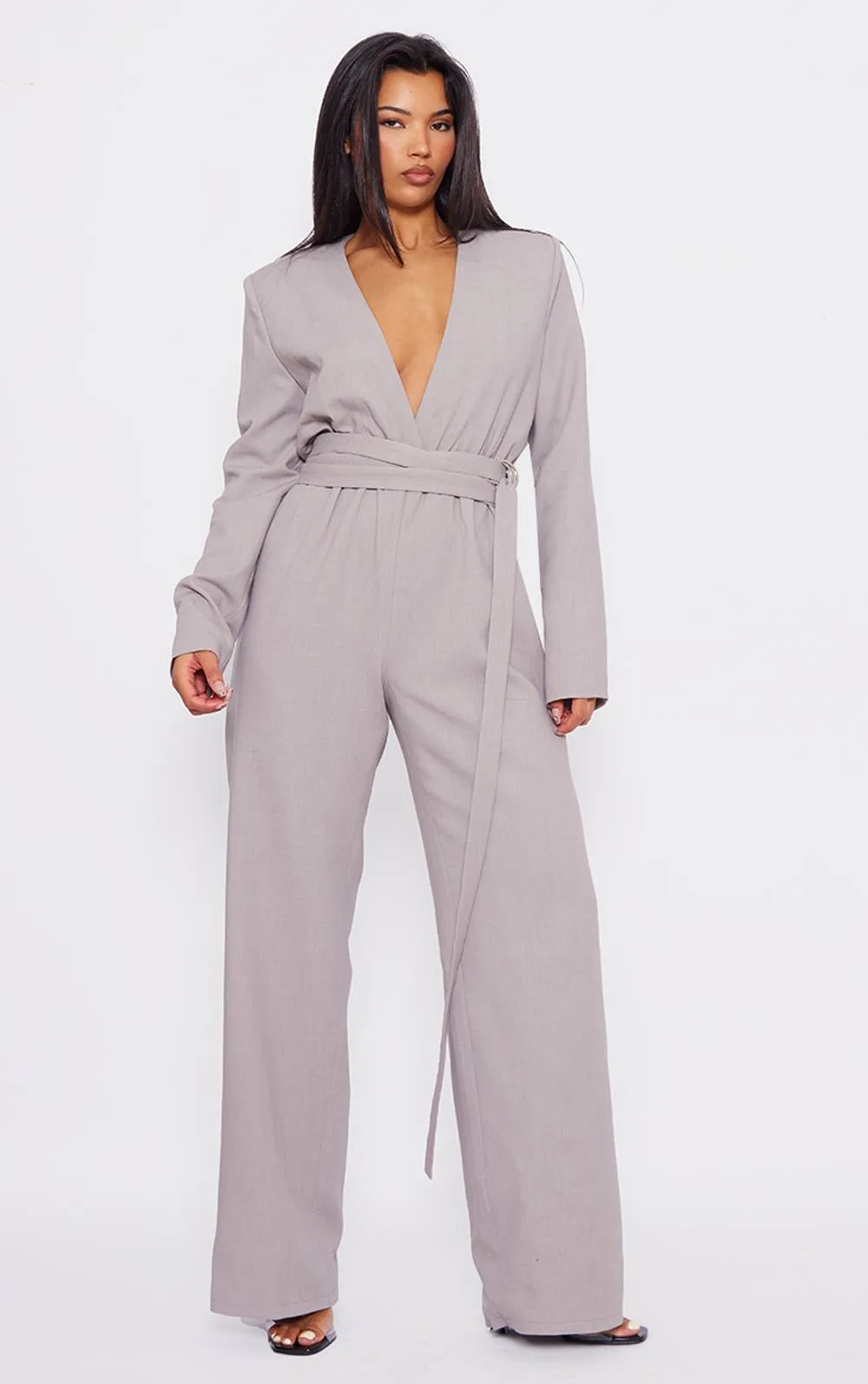 Strap Detail Cross Over Wide Leg Jumpsuit by PrettyLittleThing