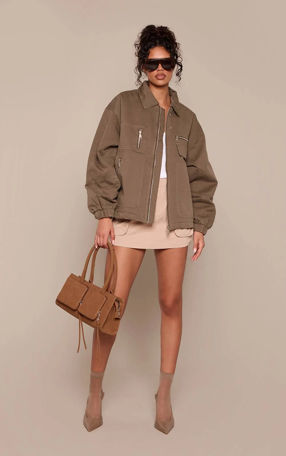 Twill Oversized Jacket by PrettyLittleThing