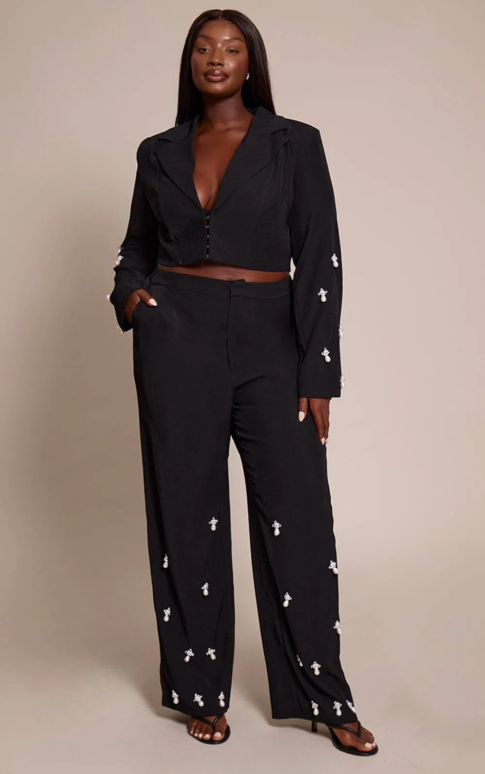 Woven Embellished High Waist Wide Leg Trouser Co-Ord by PrettyLittleThing