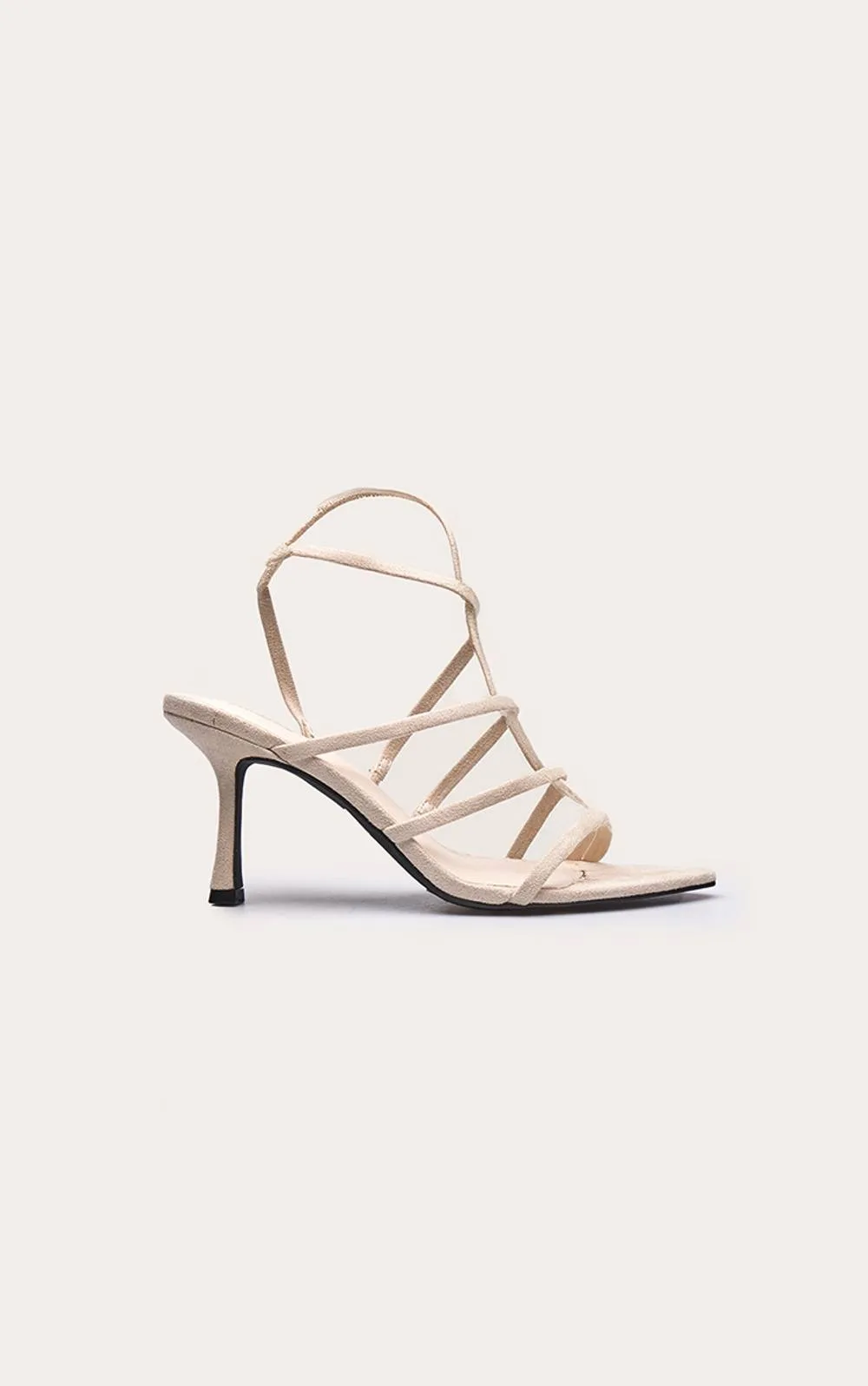 Faux Suede Strappy Heeled Sandals