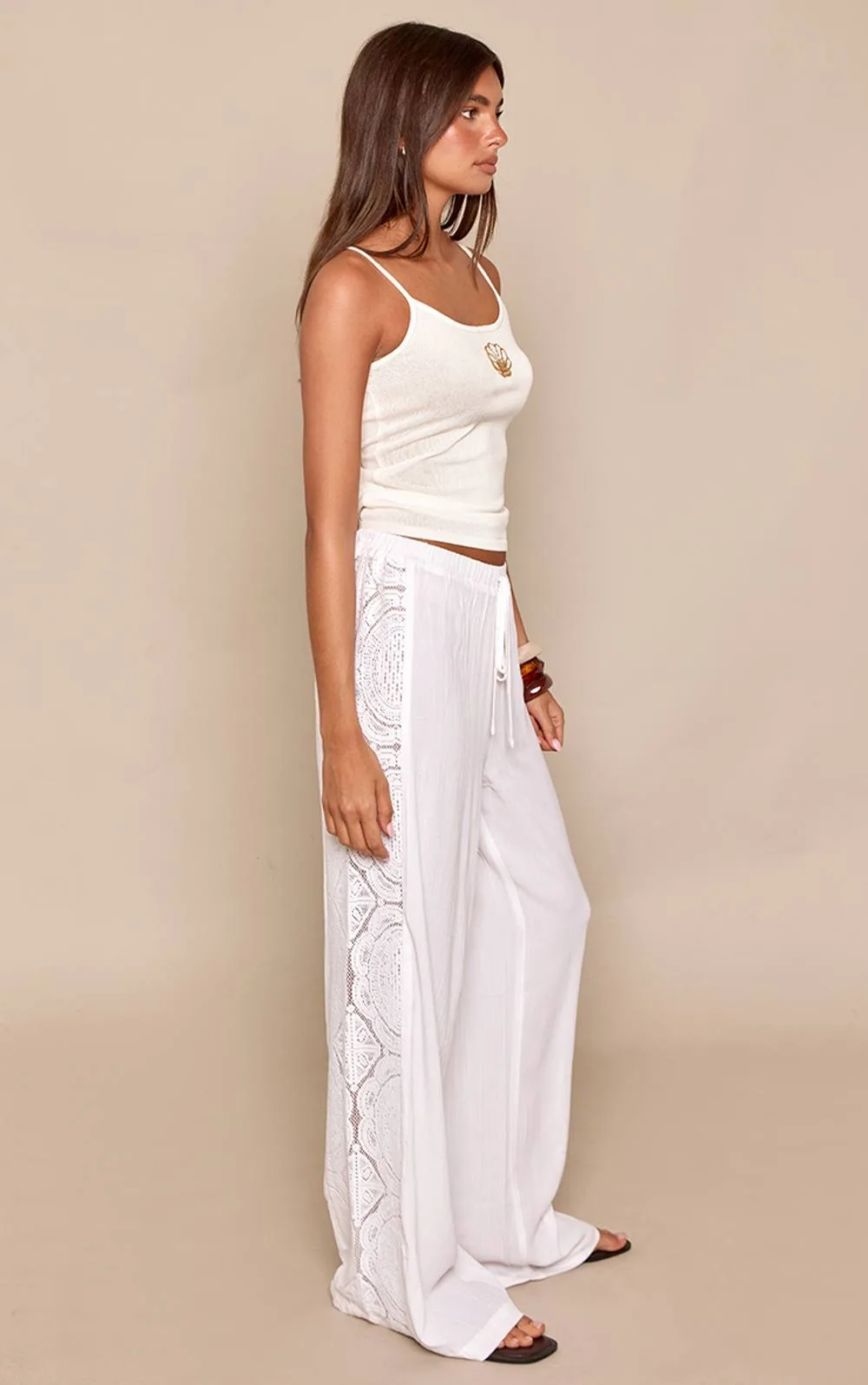 Cheesecloth Broderie Panel Wide Leg Trousers by PrettyLittleThing