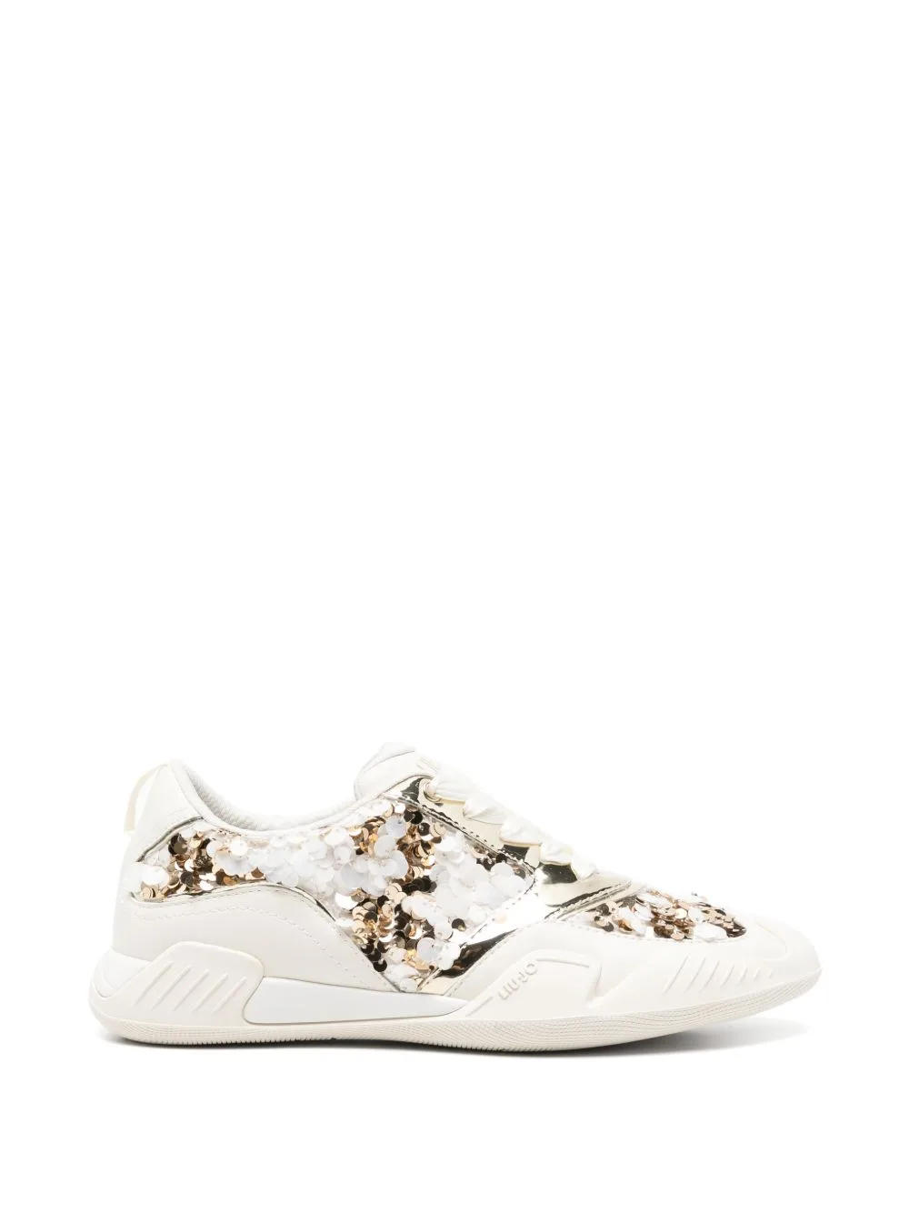 Sequin-Embellished Leather Sneakers by LIU JO