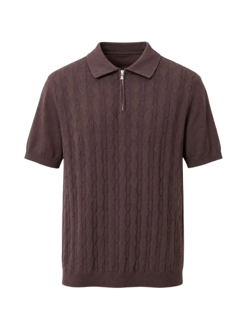 Cable-Knit Zip-Fastening Polo Shirt by MASQ