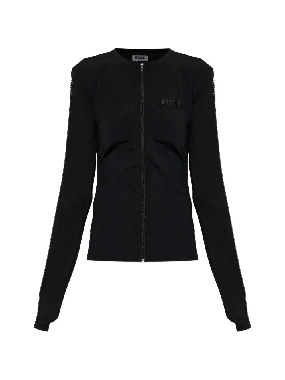 Logo-Tape Zip-Up Sweatshirt by Moschino