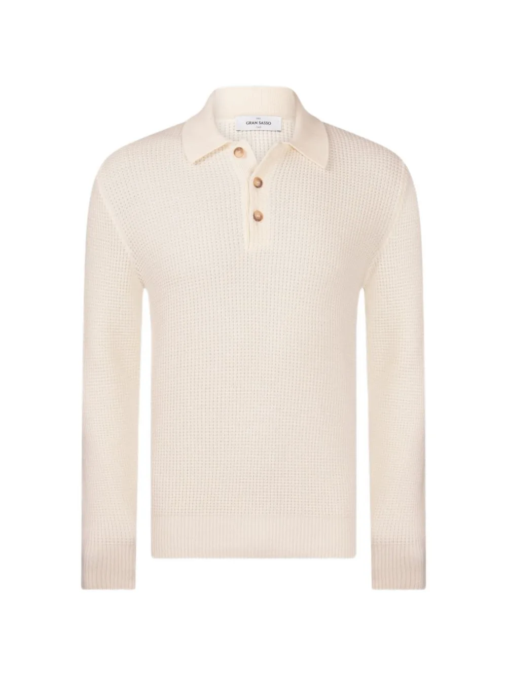 Waffle-Knit Wool Polo Shirt by Gran Sasso