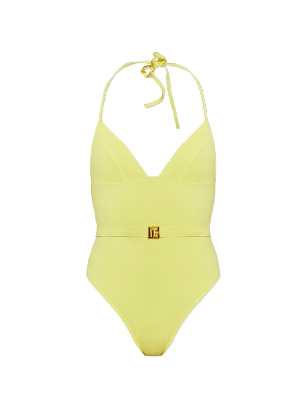 Belted Logo-Plaque Swimsuit by Balmain