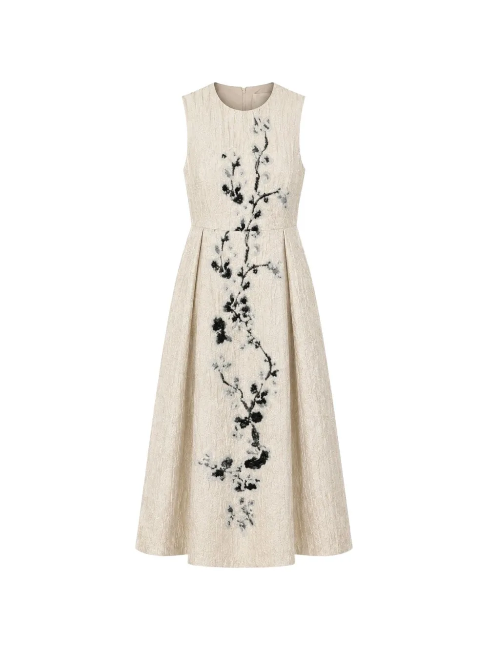 Floral-Embroidered Jacquard Midi Dress by PSOPHIA