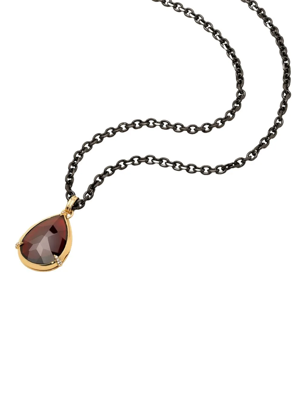 Garnet and Diamond Locket Necklace by MONICA RICH KOSANN