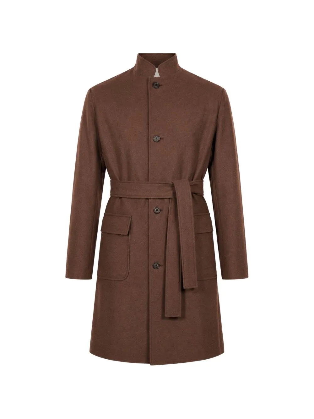 Belted High-Neck Wool Coat by Eleventy