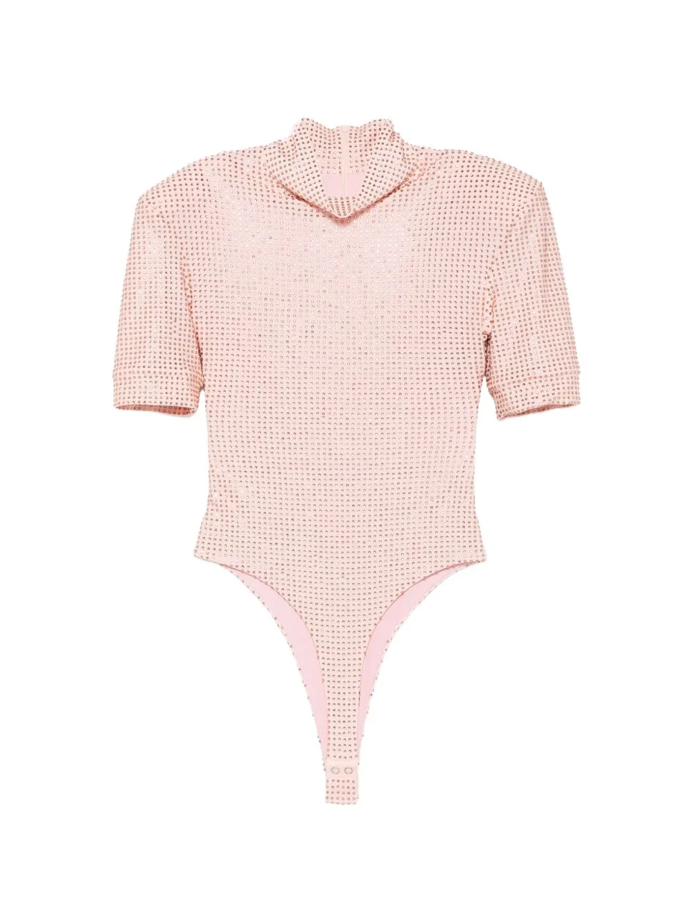 Rhinestone-Embellished Short-Sleeve Bodysuit by MITILIANE COUTURE