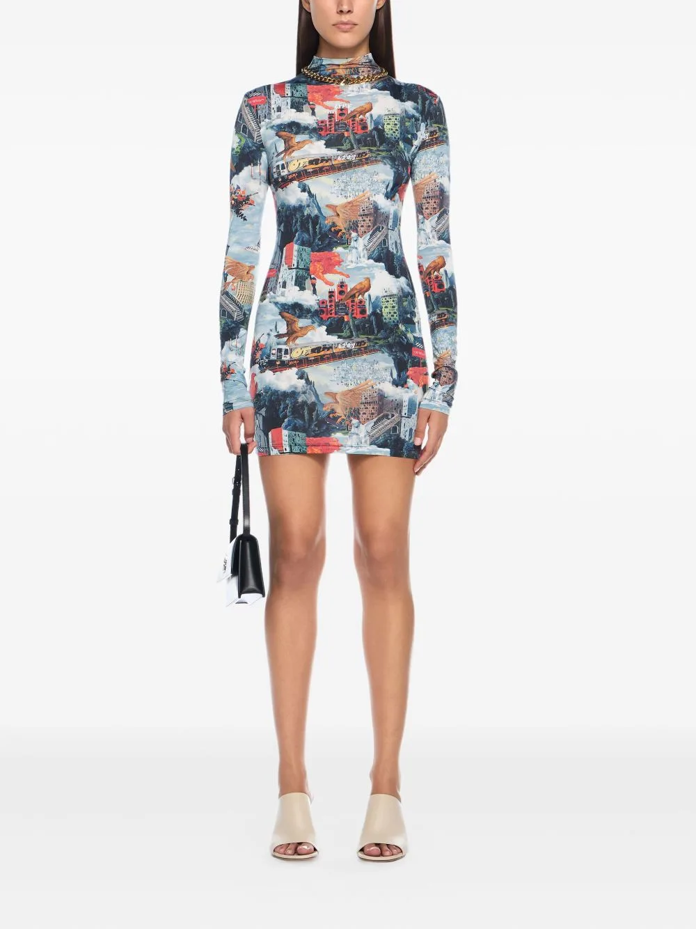 World Paint Long-Sleeve Mini Dress by Off-White