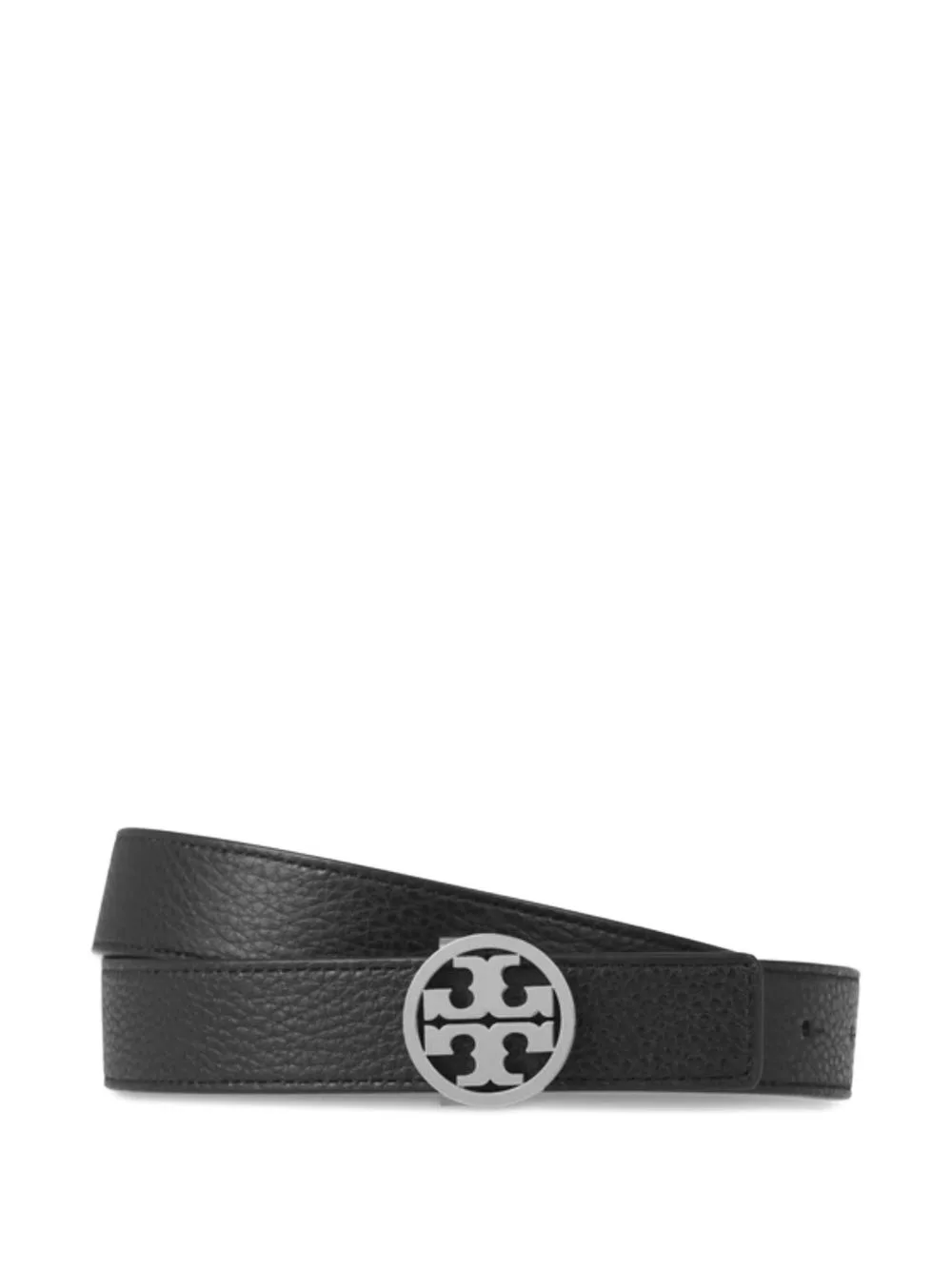 Circular-Buckle Leather Belt