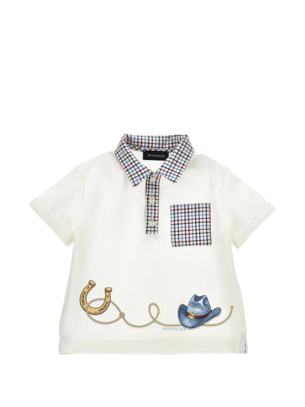 Check-Print Polo Shirt by Monnalisa