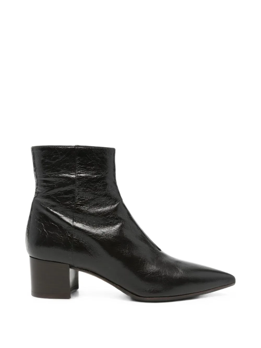 Pointed-Toe Leather Ankle Boots