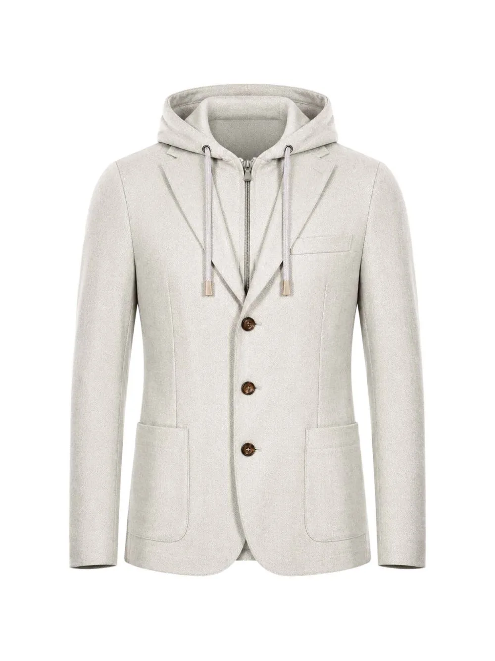 Layered-Effect Hooded Blazer