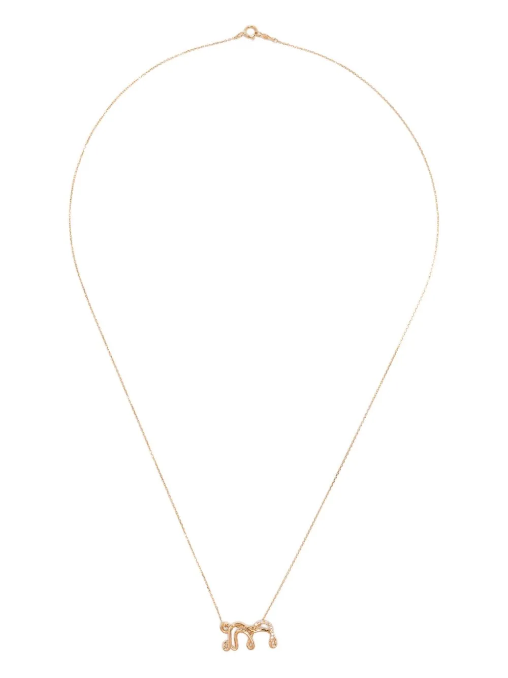 18K Yellow Gold Letter M Diamond Necklace by Charlotte Chesnais