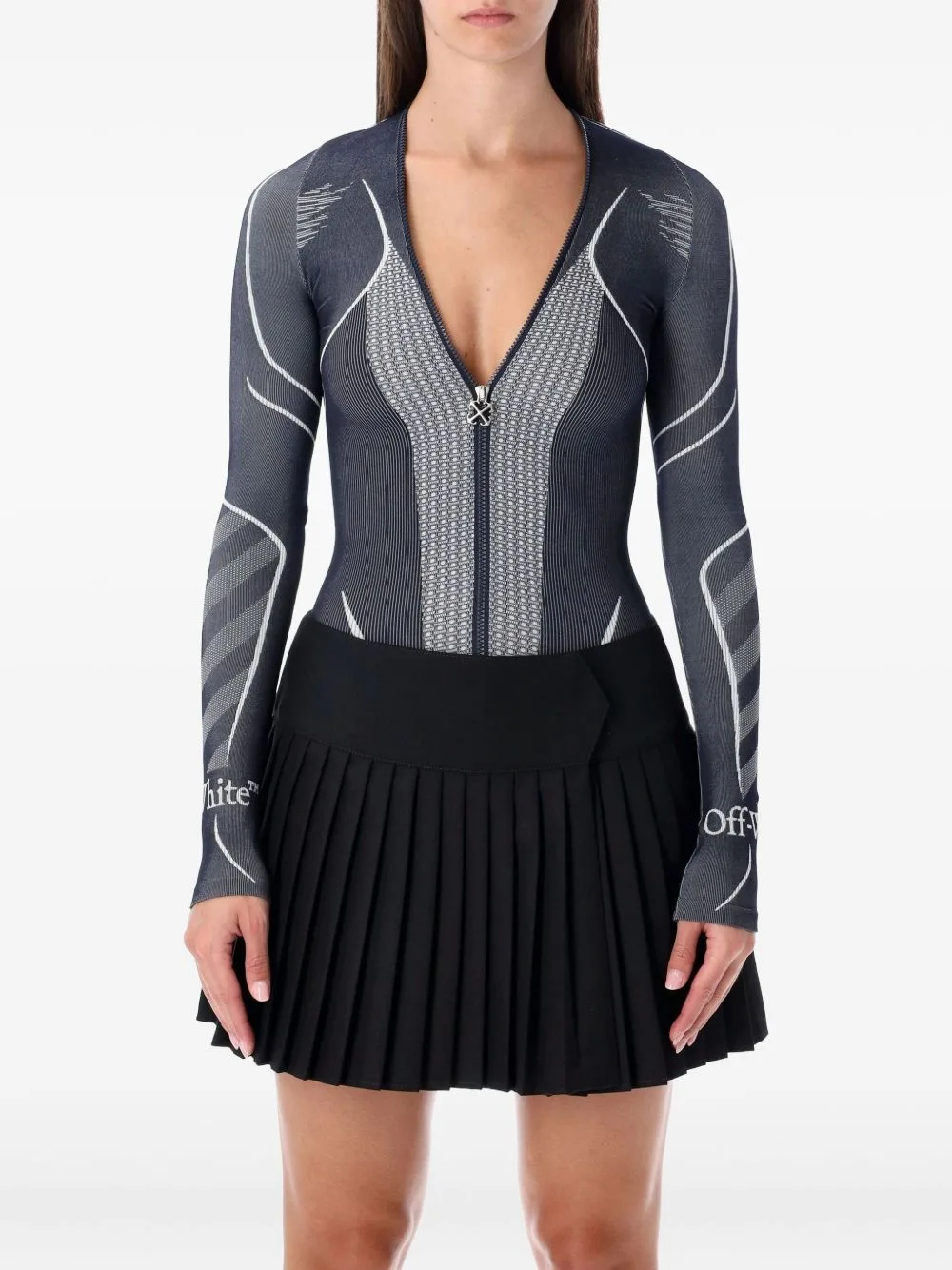 Diag Seamless Zip Long-Sleeve Bodysuit by Off-White