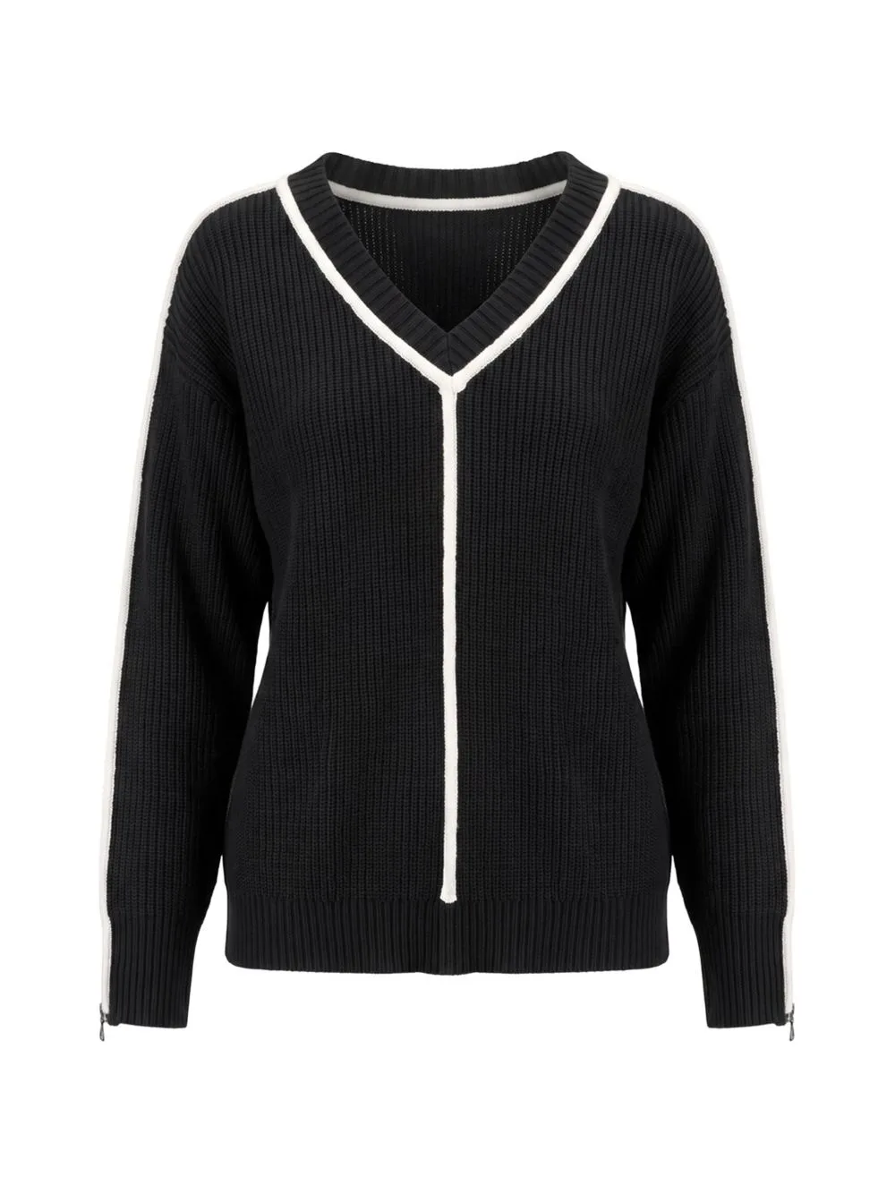 Ribbed-Knit V-Neck Sweater by Patrizia Pepe