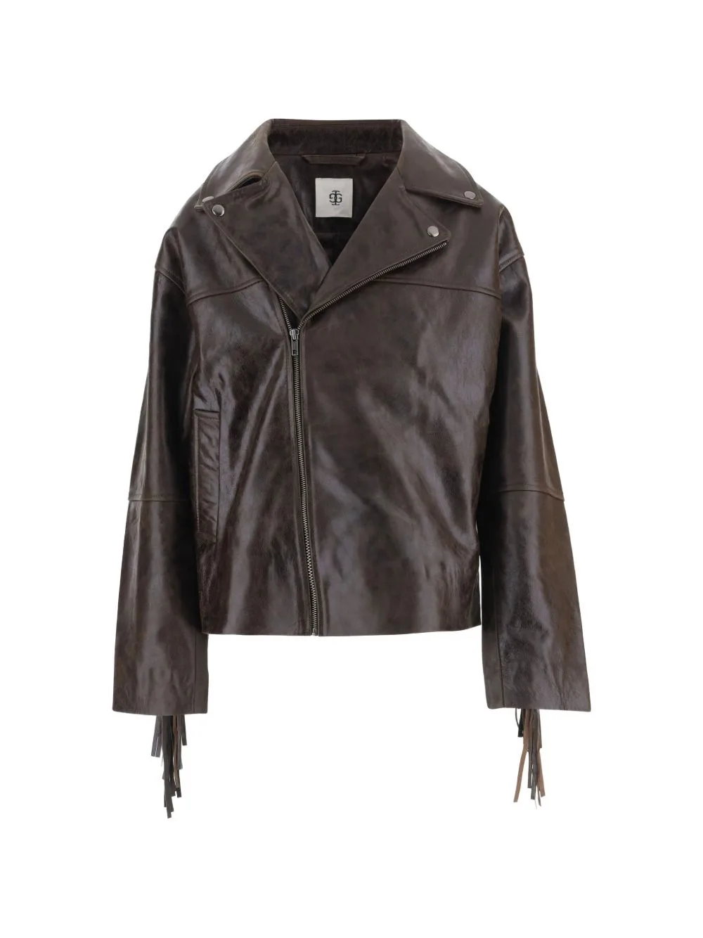 Fringed Leather Biker Jacket by The Garment