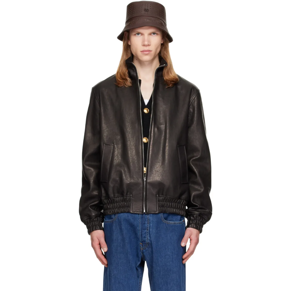 High Neck Leather Jacket by Valentino