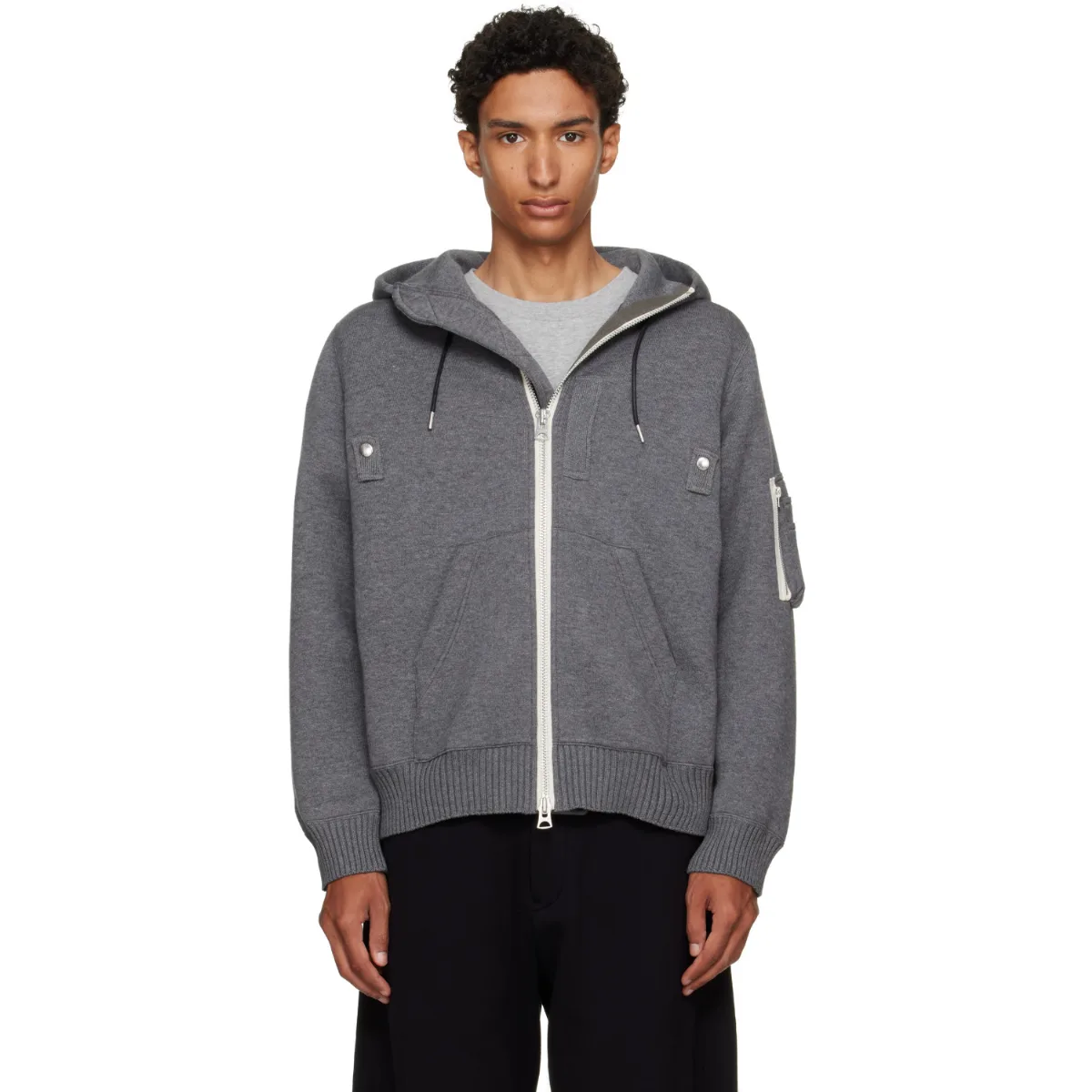 Cotton Cashmere Knit Hoodie by sacai