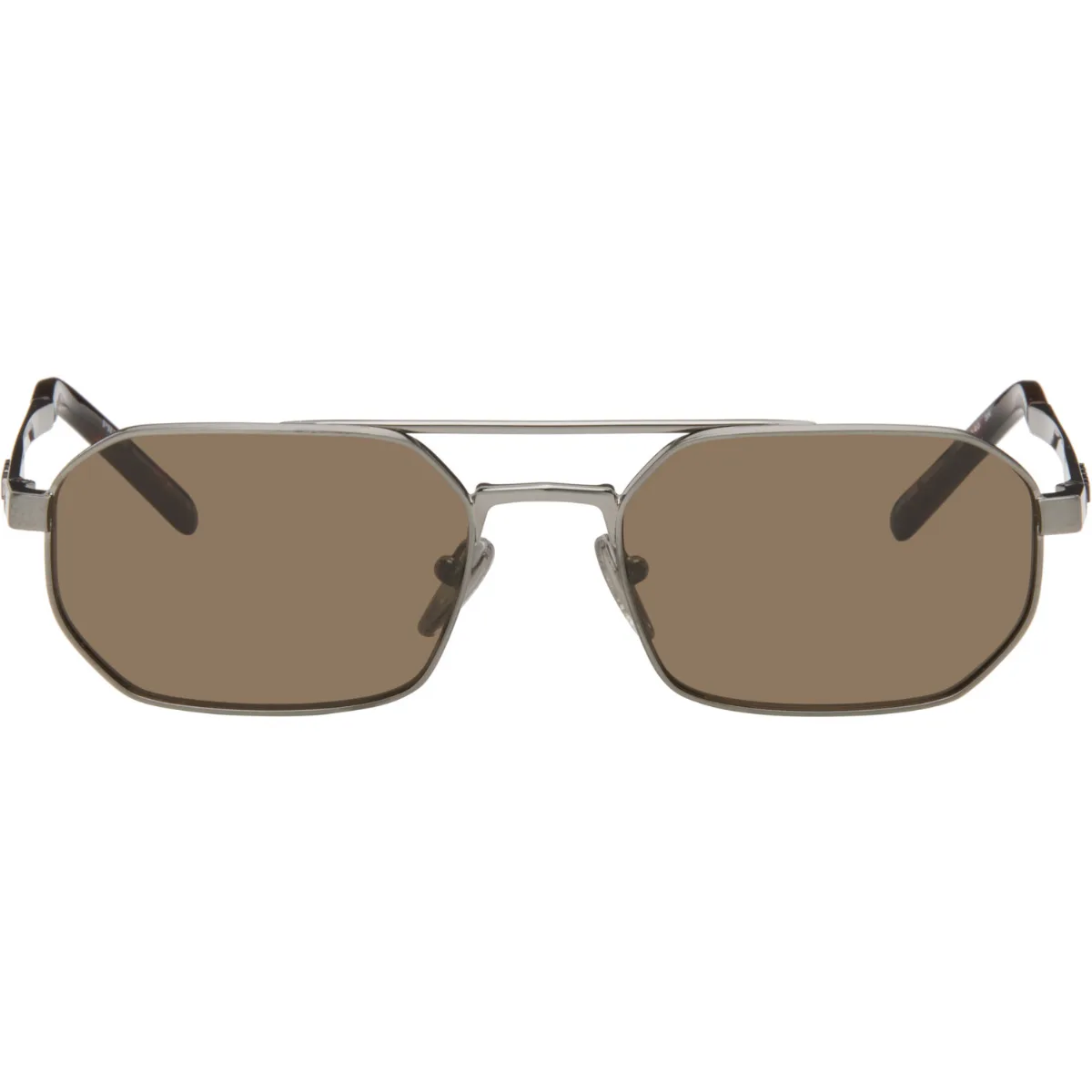 Gunmetal Double Bridge Sunglasses by Prada Eyewear
