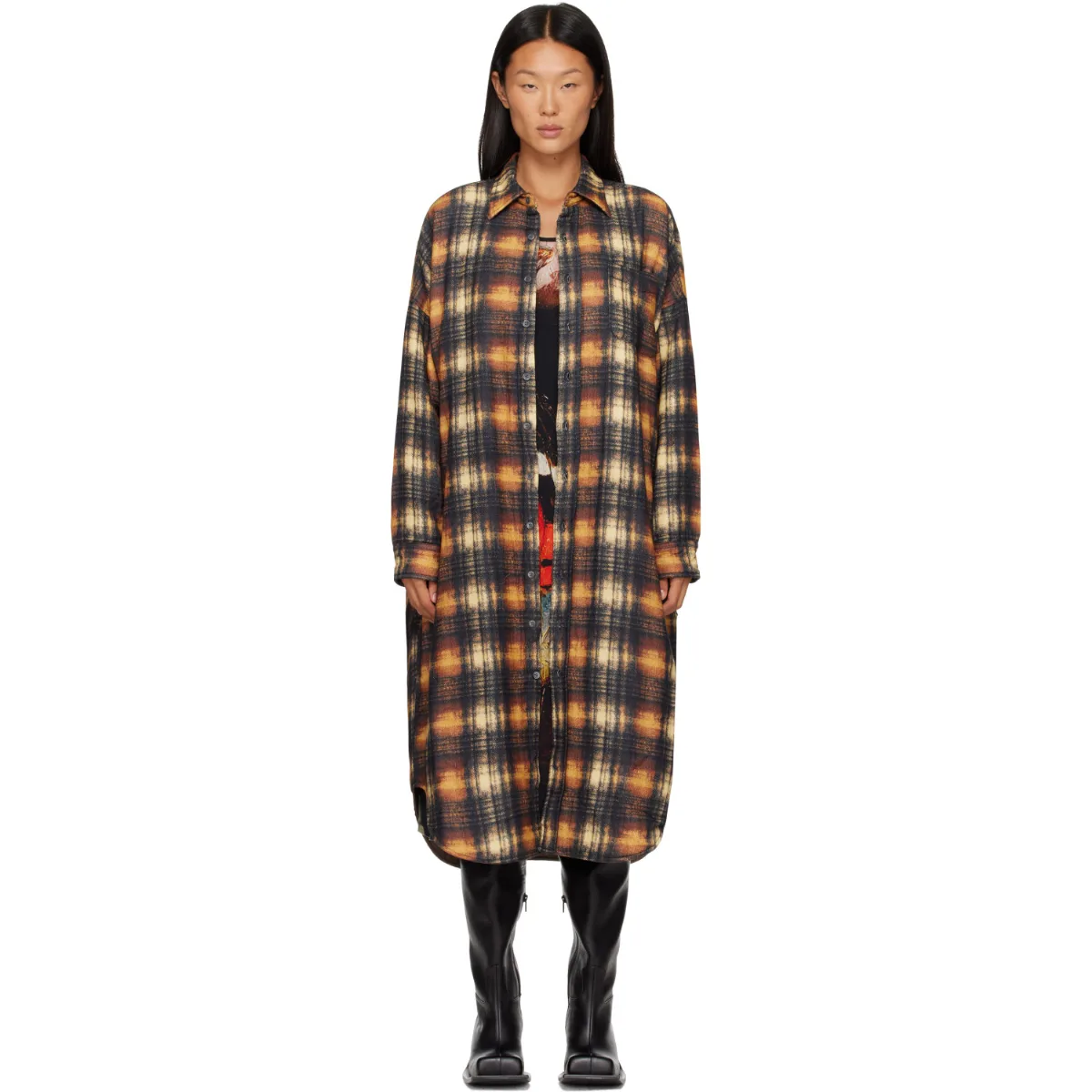 Padded Jumbo Shirt Midi Dress