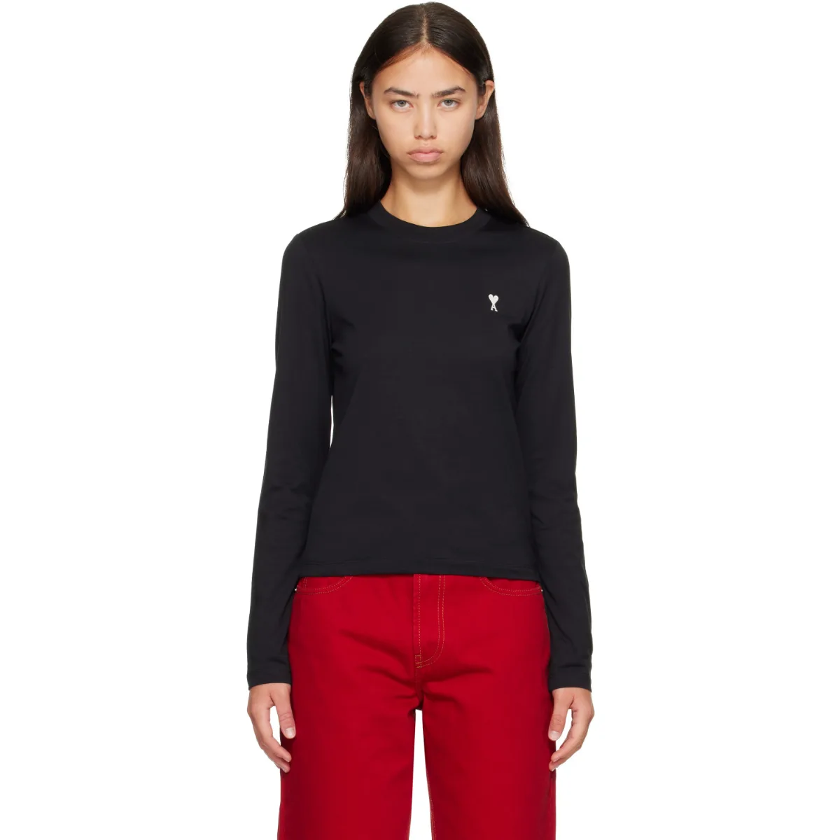 Cotton Longsleeves Ami De Coeur T-Shirt by AMI Paris